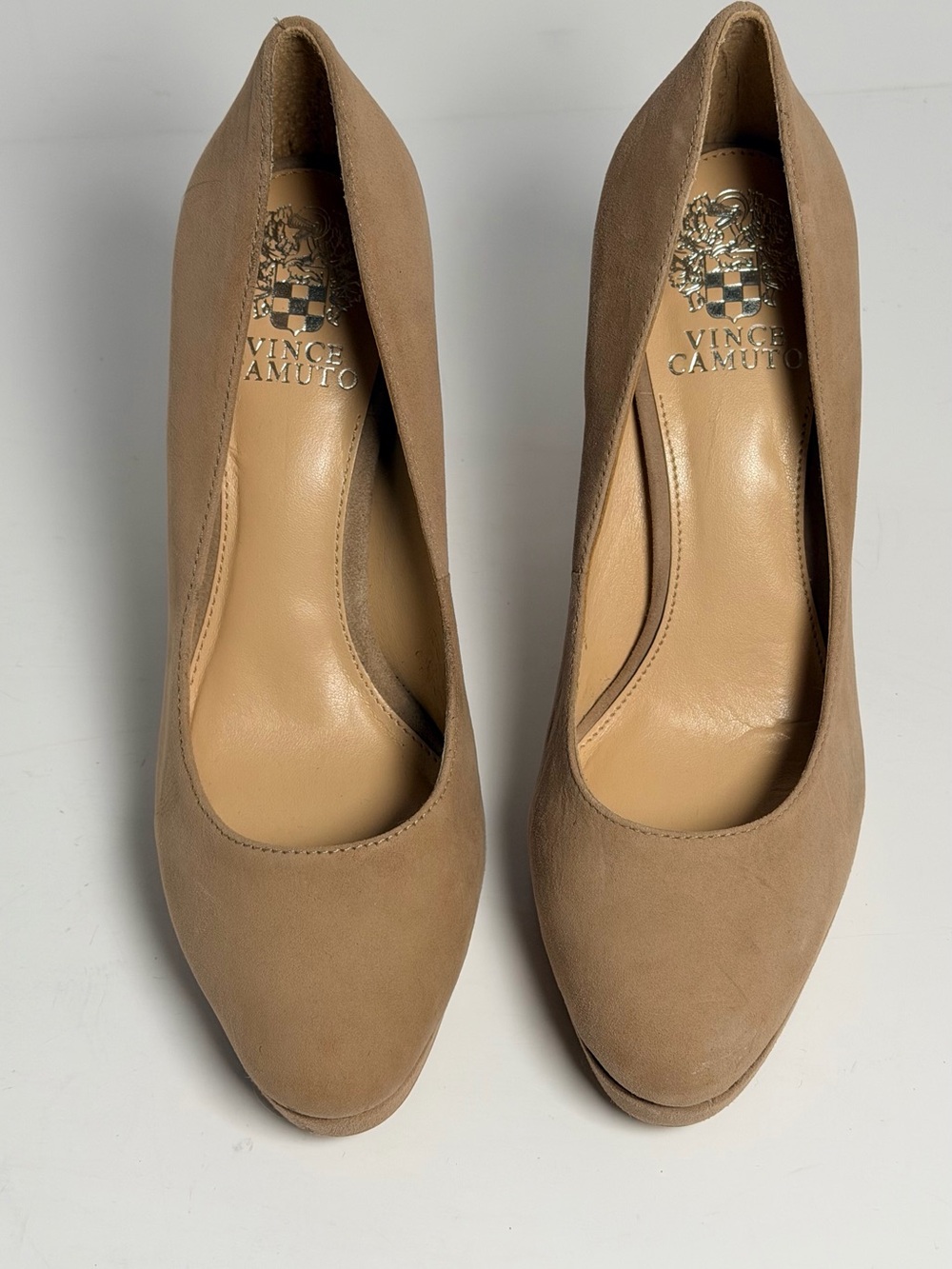 Vince Camuto Halria Suede Platform Pumps - Nude/Taupe Size 7.5 M